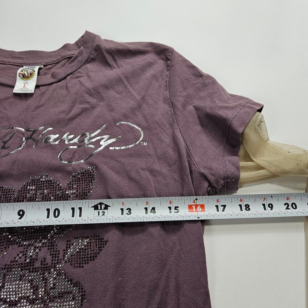 Sold - Y2k Ed Hardy McBling Top Sheer Sleeves- Large - Picture 7 of 9
